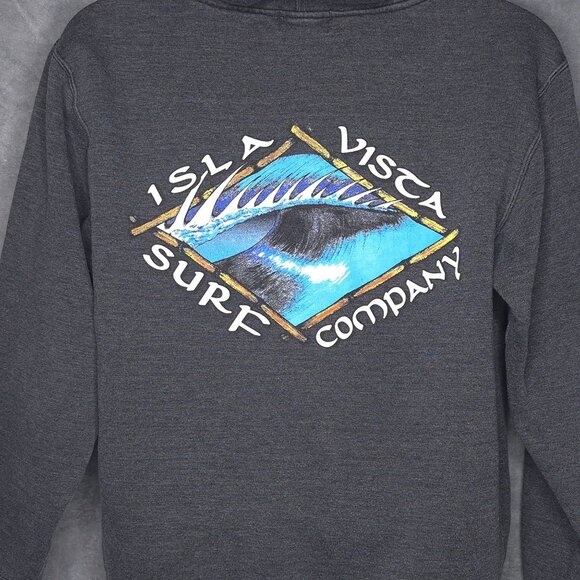 Isla Vista Surf Co Mens Small Gray Hoodie Pocket Pullover Long Sleeve - Picture 3 of 7